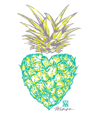 LARGE Sweetheart Pineapple Turq