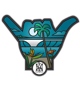 Moonlit Shaka Sticker Decal